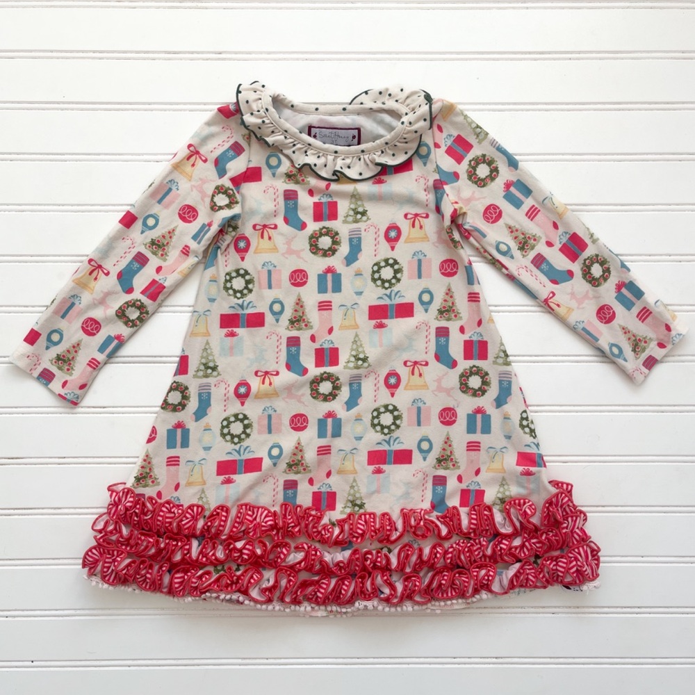 SWEET HONEY VGUC Christmas Long Sleeve Ruffle Loungewear Nightgown